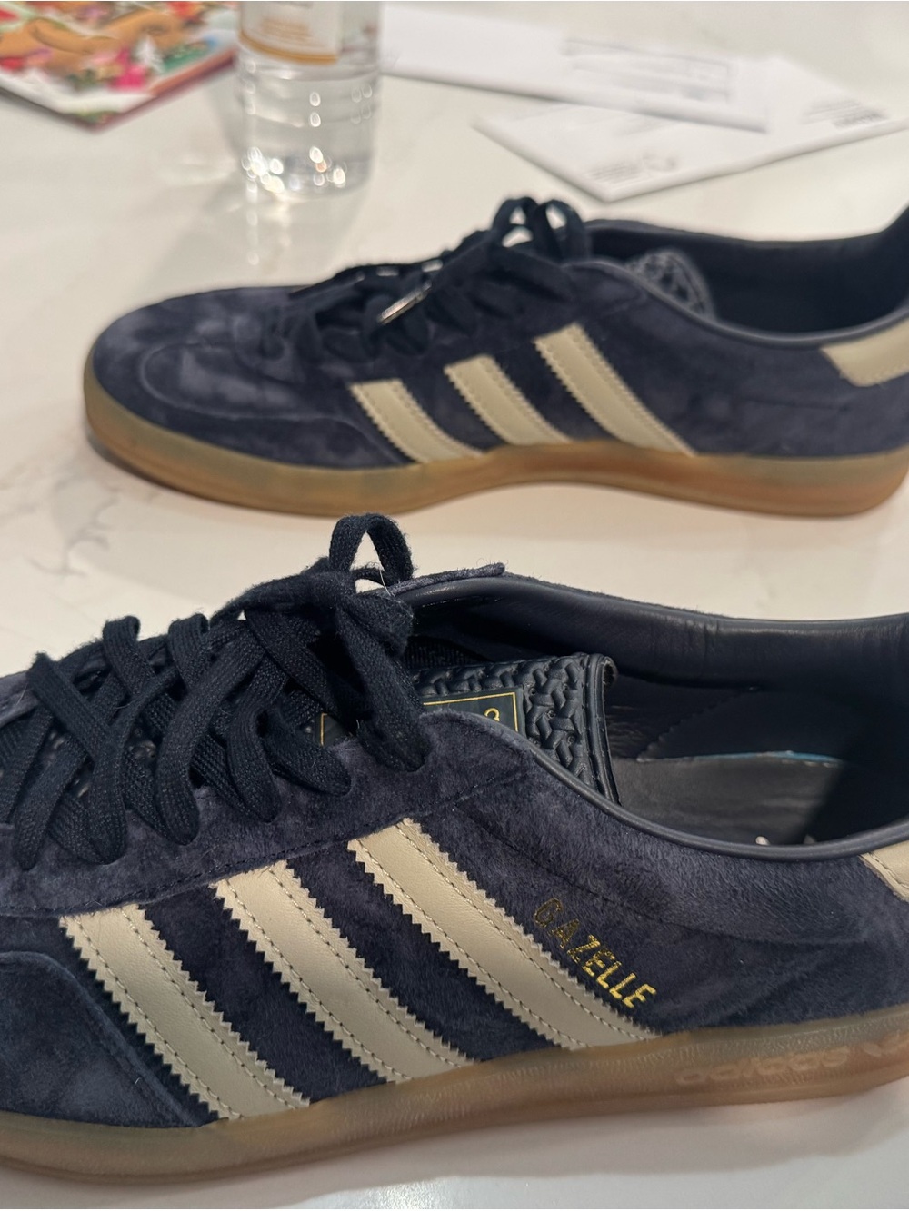 adidas Gazelle Suede Sneakers in Navy and Beige